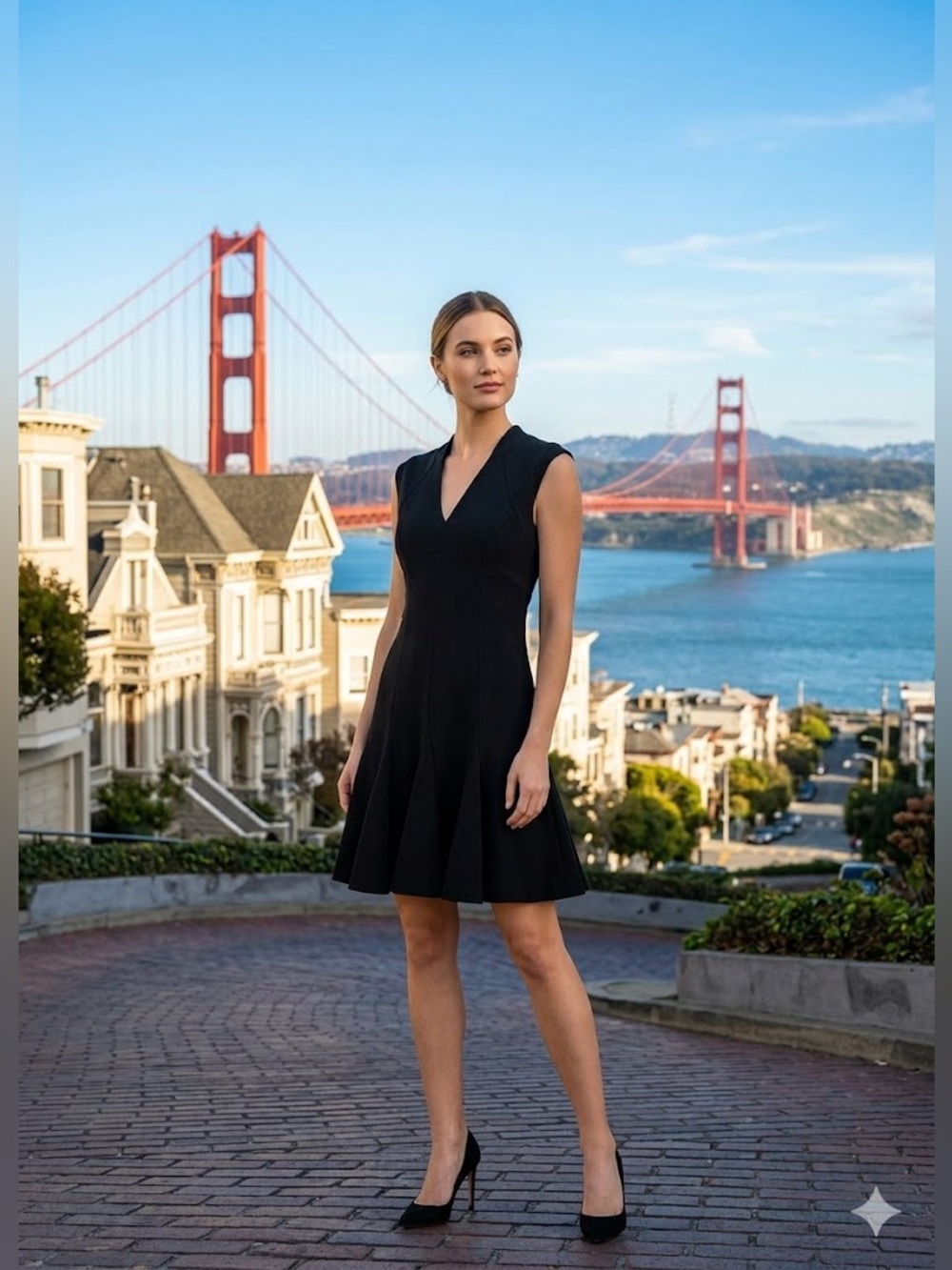 mini skate Black sleeveless v neck dress